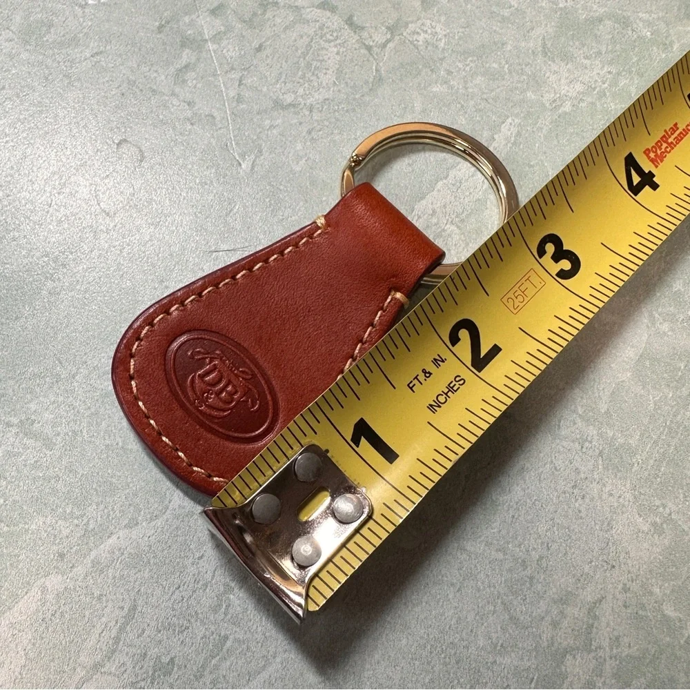 Dooney & Bourke Brown Leather Keychain with Silver Hardware
